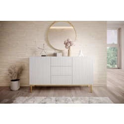 Komoda z szufladami Nicole 150 cm - biały mat / złote nóżki